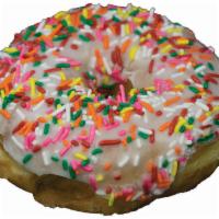 Vanilla Frosting Sprinkle Donut · 