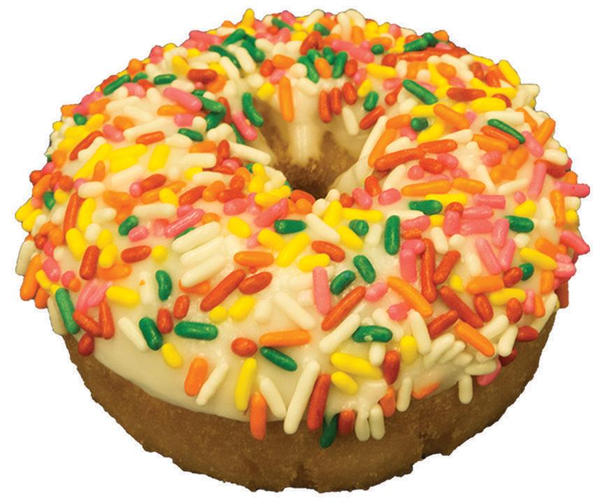 Vanilla Frosting Rainbow Sprinkle Cake Donut · 