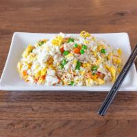 Chicken Fried Rice  · Chicken, peas & carrots, fried rice.