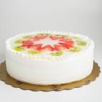 Fruit Cake · Light chiffon cake layered with fresh fruits - honey dew, cantaloupe and pineapple. With str...