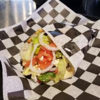 Chicken Pita ala Greco Sandwich · Charbroiled 7 oz. chicken breast served on a pita with crumbled feta cheese, lettuce, tomato...