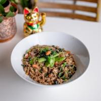 Basil Fried Rice · Coconut jasmine rice, egg, Chinese broccoli, mushrooms, squash, snap peas, Thai basil, soy s...