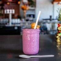 Exit the Dragon · Red dragon fruit, pineapple & banana topped w peanut butter & chia seed