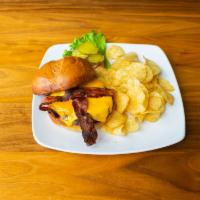 Bacon Cheddar Burger · Real sharp cheddar cheese and honey cured bacon are featured on this popular burger. Served ...