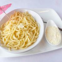 Buttered Noodles · Buttered noodles, Parmesan, breadstick