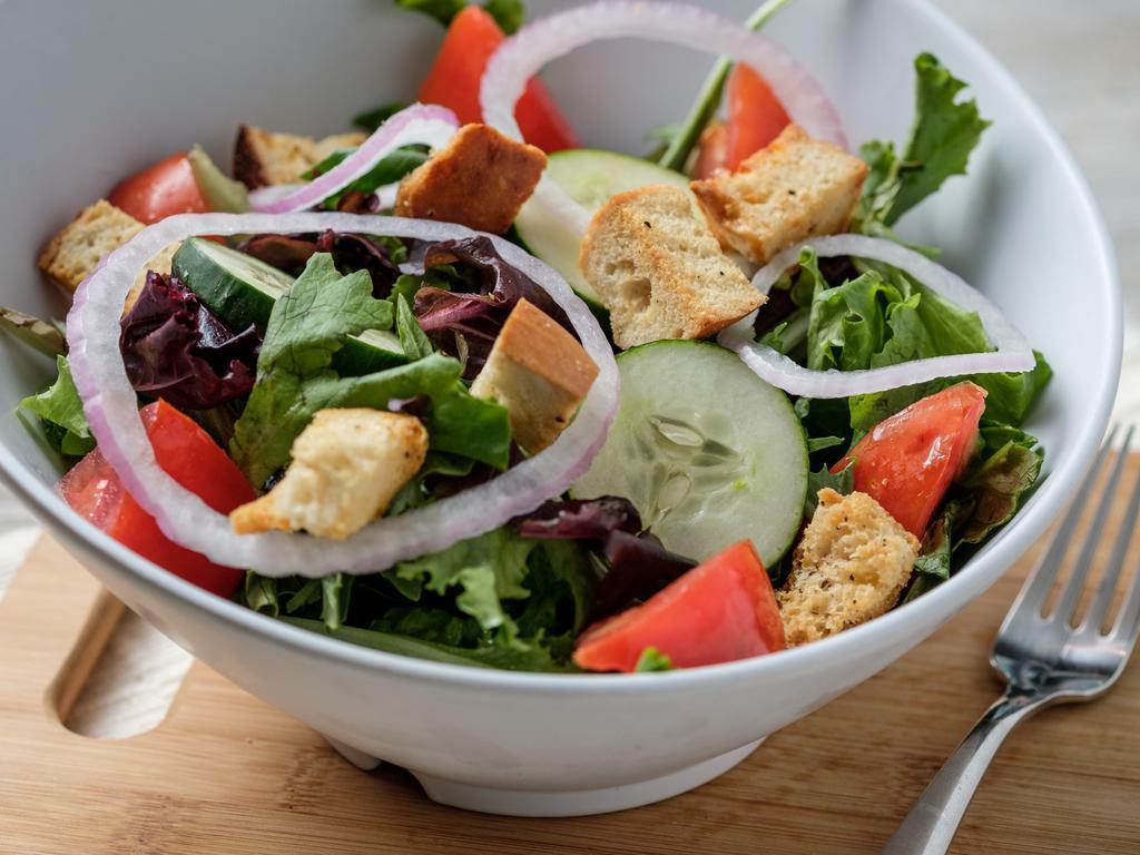 House Salad · Romaine mix, croutons, tomato, cucumber and red onion.