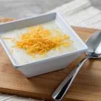 Potato with Leek Soup - Everyday · Chunky potato soup accented with Leeks
Great with bacon and cheese ADDED (See Soup Add On be...