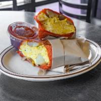 Sunrise Breakfast Burrito · 3 eggs, cheddar cheese and potato.