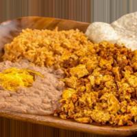Chorizo Plate · Egg and chorizo scramble.