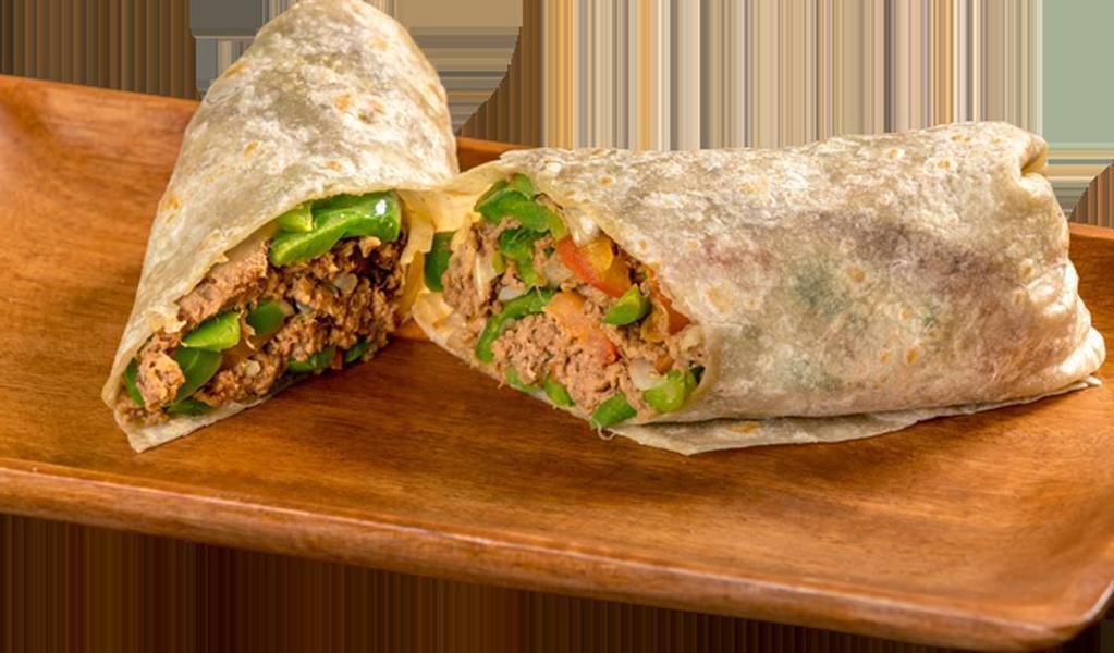 Beef Burrito · Shredded beef, onion, bell pepper, tomato.