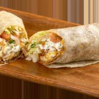 Fish Burrito · Breaded fish, tartar sauce, cabbage, and pico de gallo.