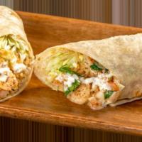Shrimp Burrito · Grilled shrimp, rice, pico de gallo, cabbage, and tartar sauce.