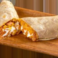 Texas Burrito · Shredded chicken in red sauce, potatoes, sour cream, and cheese.