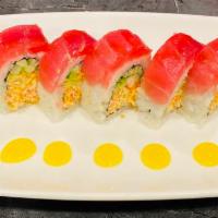 Blue Fin Hawaiian Sumo Special · Raw. Real snow crab and avocado topped with bluefin tuna and fresh mango sauce.
