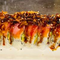 Sounders Sumo Special · Raw. Shrimp tempura, crab, avocado, and cucumber topped with spicy tuna and grilled onions. ...
