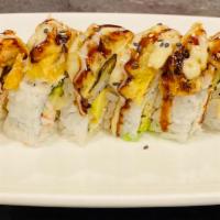 Sumo Delight Sumo Special · Crab, shrimp tempura, cucumber, avocado topped with tempura eel, and special sauce.