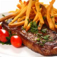 New York Steak · Served with options of side dishes.