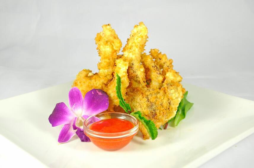 Soft Shell Crab · Fried soft shell crab with sweet chili sauce and teriyaki sauce on the side. 