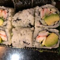 Shrimp California Roll · Roll-cut into 6 pieces.
Hand roll one piece with cone shape.