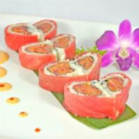Sweet Heart Roll · Crunchy spicy tuna wrapped with tuna served with spicy mayonnaise sauce.