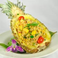 House Special Pineapple Fried Rice · Shrimp, squid, blue crab and pineapple fried rice.