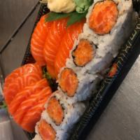 Salmon Lover Lunch  · Five pieces salmon sashimi, three salmon pieces sushi and one spicy salmon roll