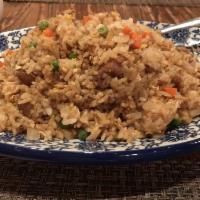 I5. Beef Fried Rice（牛肉炒饭） · Green Peas, Carrot, Onion, Scallion, Egg