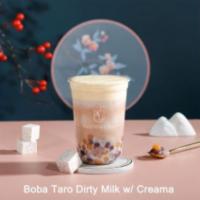 Boba Taro Dirty Milk with Creama · We offer dairy substitution.