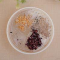 Taro Ball Milk Bowl No.5 · Included tapioca, sago, red bean, purple rice, barley and oats.