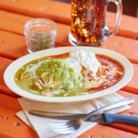 Cheese Enchilada · Cheese enchilada topped with a red or green sauce with sour cream and guacamole.