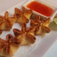 A4. Crab Rangoon  · 6 pieces. Crispy-fried cream cheese and crab stick wonton. Served with sweet and sour sauce.