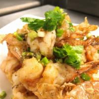 S82. Crispy Garlic Shrimp Special · Golden brown fried shrimp with crispy shells tossed with salt, and pepper, seasoned with fri...