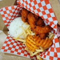 Buffalo Wing Combo   · 6 pieces wings, rice and french fries. Drink not included. 