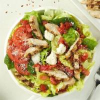 Chicken Caprese Entree Salad · Chicken breast, fresh mozzarella, Roma tomatoes, tomato brushetta, Romano and Italian season...