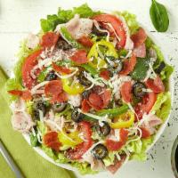 Italian Chef Salad · Heritage pepperoni, shaved ham, sliced salami freshly cut Roma tomatoes, green peppers, bana...