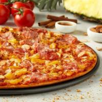 Hawaiian Pizza · Shaved ham, pineapple, sliced almonds and cinnamon. Served with real Wisconsin naturally smo...