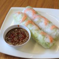 1 Piece Spring Roll · Shrimp, vermicelli, lettuce, and salad wrapped in rice paper. Served with peanut sauce.