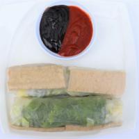 Vegetarian Spring Roll (1 piece) · Tofu, vermicelli, lettuce, and salad wrapped in rice paper. Served with peanut sauce.
