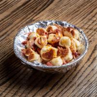 Bacon Knotties · Topped with bacon and mozzarella.