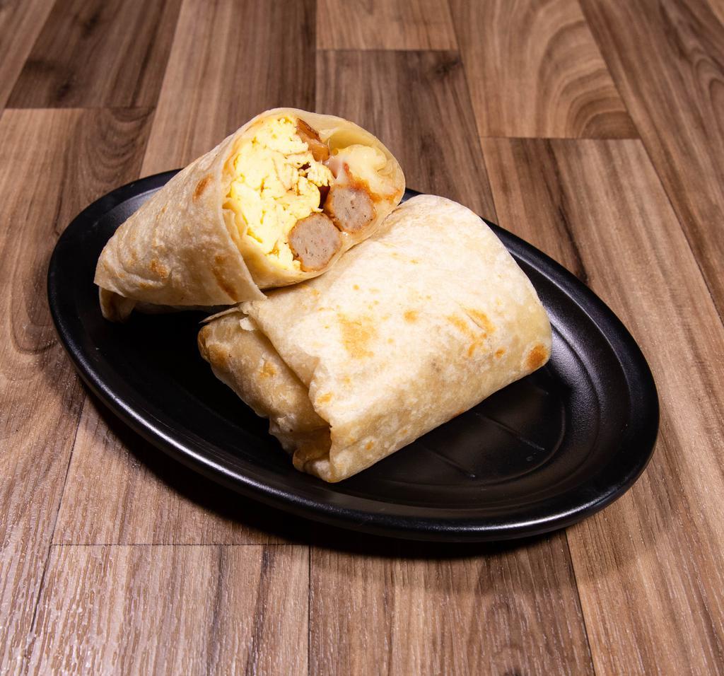 Create Your Own Burrito · 2 eggs, sour cream, bacon, sausage, cheese, potatoes, hash brown or ham.