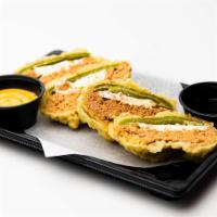 Jalapeno Popper · Lightly battered jalapeno, crab mix, cream cheese, and eel sauce.