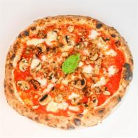 Italian Sausage (Salsicciota) Pizza · San Marzano Tomato Sauce, Mozzarella di Bufala, Mushroom, Sweet Italian Sausage, Thyme
