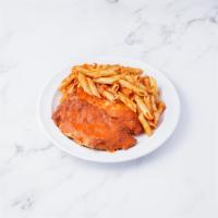 Chicken Parmigiana · Fresh mozzarella, penne pasta and homemade tomato sauce. 