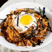 Kimchi Fried Rice (K-15) · Korean style fried rice with pickled napa cabbage and egg with pork