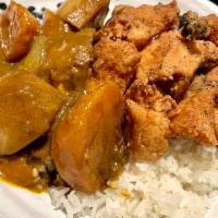 Curry Boneless Chicken Kara-Age and Rice (K-58) · Boneless Chicken Kara-Age, with curry sauce and Rice