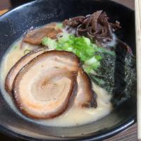 Tonkotsu Cha-Shu Ramen (K-27) · Japanese cha-shu, kikurage and seaweed, pork soup base.