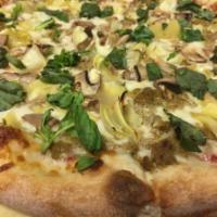 Pellegrini's Special Pizza  · Ground beef, mushrooms, artichoke hearts and basil smothered in mozzarella cheese. 