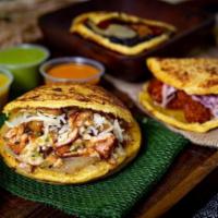 1st Arepa: SALMON · Best Sautéed Salmon in town with the best ingredients of your choice