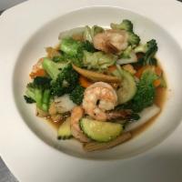 Mixed Vegetables · Sauteed with garlic, Napa, baby corn,bok choy, broccoli, zucchini and carrot. Served with ja...