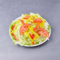 Tossed Garden Salad · Iceberg lettuce, tomatoes, green peppers, and cucumbers.